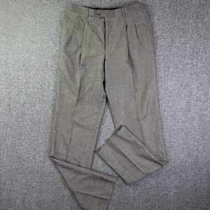 Jos A Bank Wool Dress Pants Men 34R Pleated Houndstooth Signature NEW